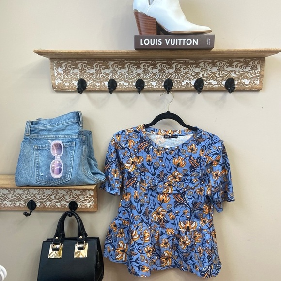 🆕NWT ZARA 100% cotton peplum bohemian top S - Picture 5 of 9